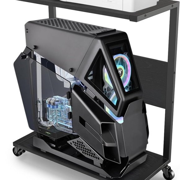2-Tier C-Shape Computer Stands, for Gaming Desktops, with Wheels